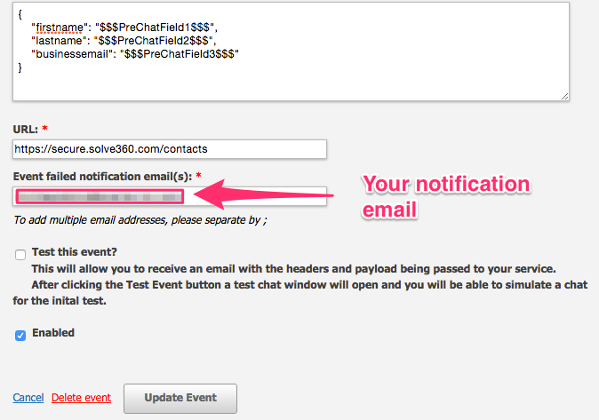 Notification email